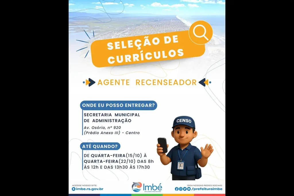 Prefeitura seleciona currículos para recenseadores do Censo