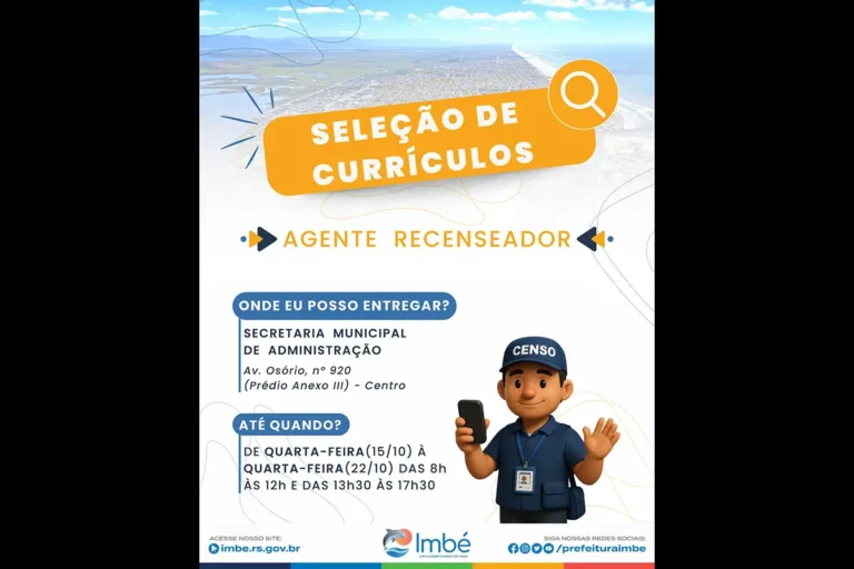 Prefeitura seleciona currículos para recenseadores do Censo